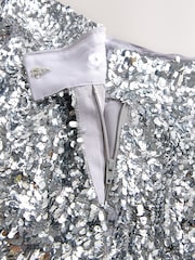Nothing Ordinary Silver Sequin High Waist Wide Leg Trousers - Image 9 of 11