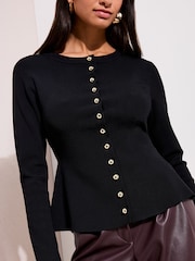 Friends Like These Black Cinched Waist Cardigan - Image 2 of 4