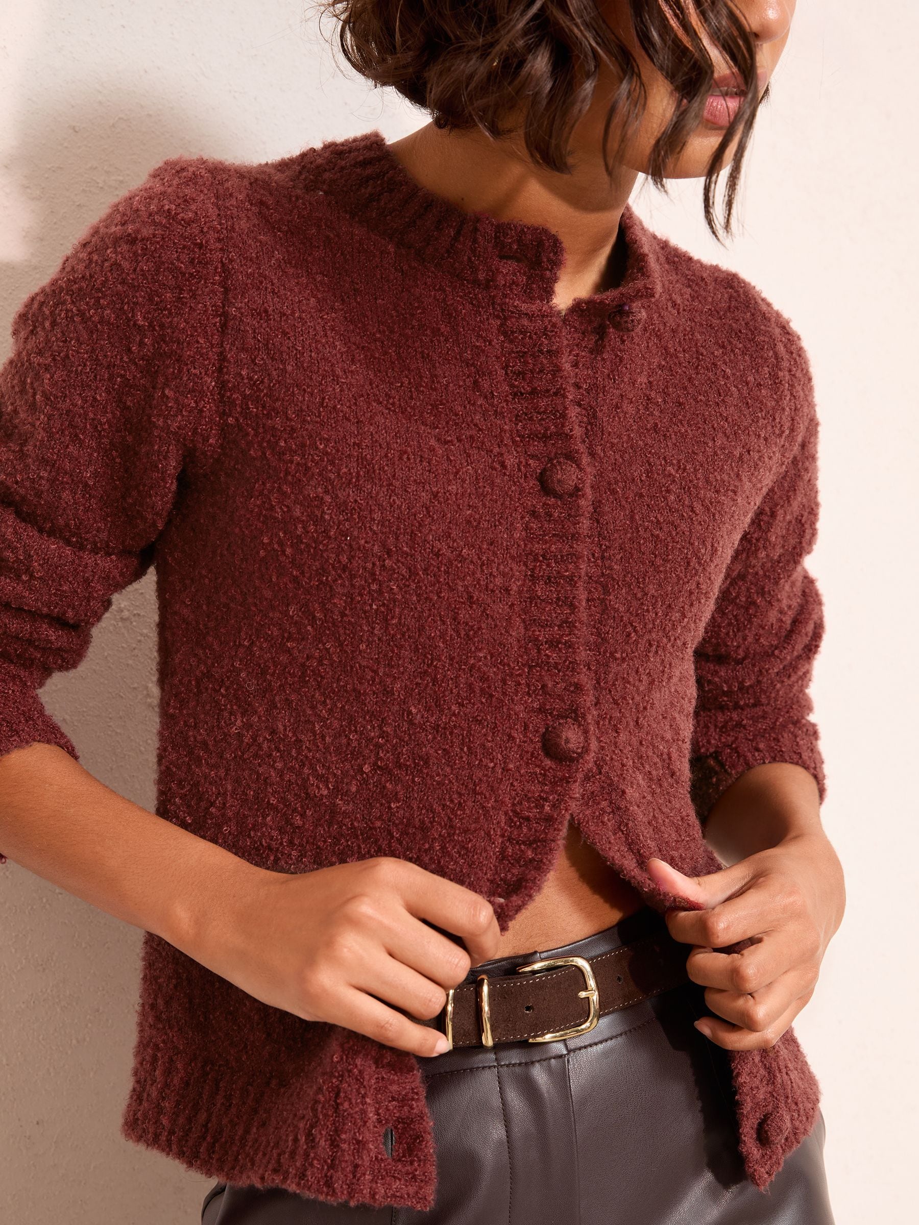 Buy Friends Like These Rust Red Boucle Textured Cardigan from Next USA