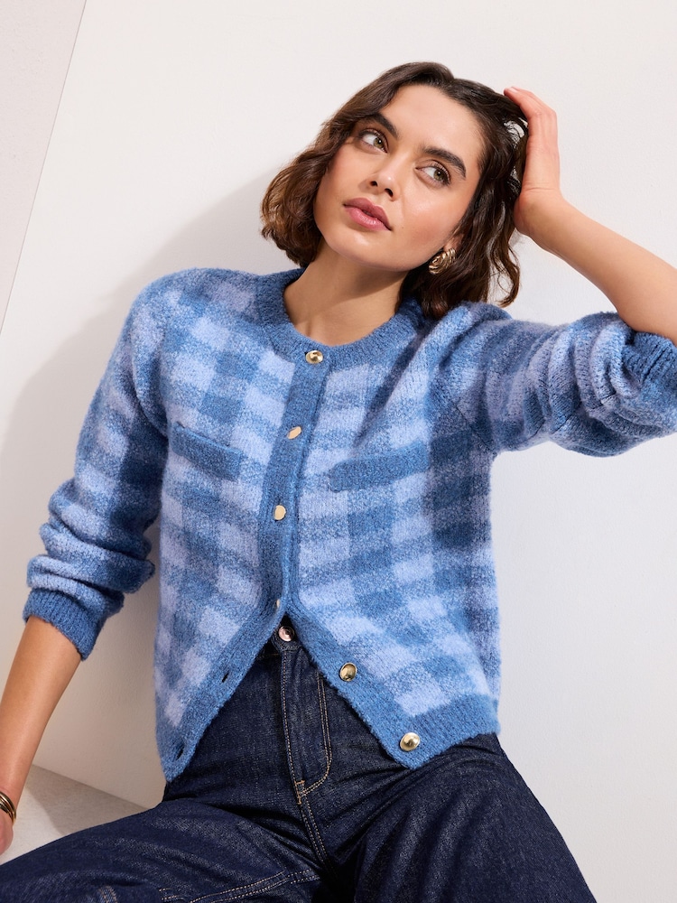 Friends Like These Blue Checkerboard Cardigan - Image 1 of 4