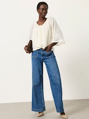 FatFace Millie Ivory Petite Embroidered Blouse - Image 1 of 7