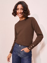 Friends Like These Mushroom Brown Long Sleeve Crew Neck Jumper - Image 3 of 4