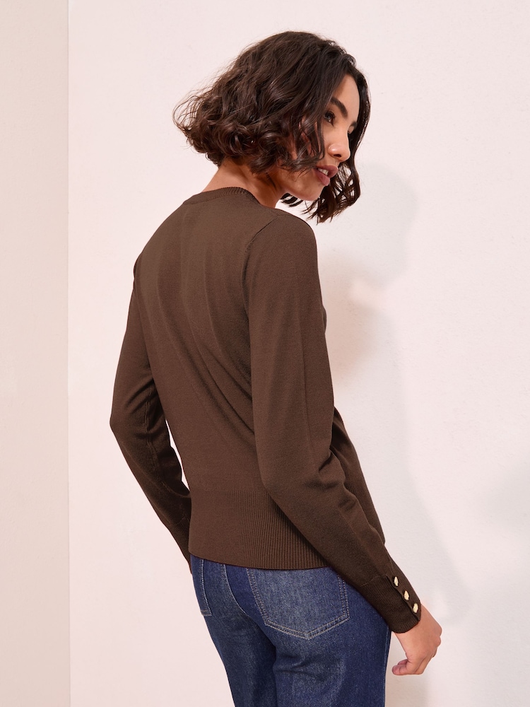 Friends Like These Mushroom Brown Long Sleeve Crew Neck Jumper - Image 4 of 4