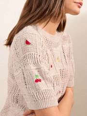 Friends Like These Fruit Embroidered Knitted Top - Image 3 of 4