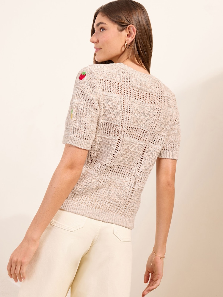 Friends Like These Fruit Embroidered Knitted Top - Image 4 of 4