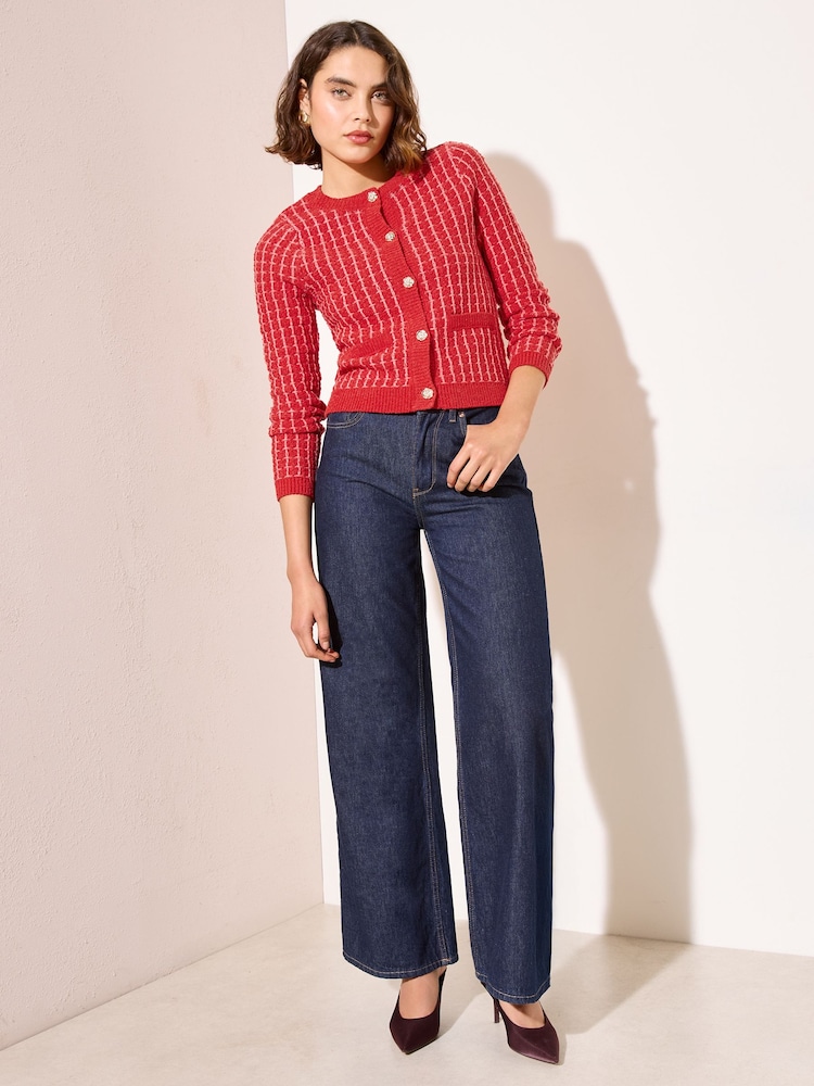 Friends Like These Red Boucle Cardigan - Image 4 of 4