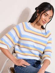 Friends Like These Blue Stripe Knitted Top - Image 1 of 4