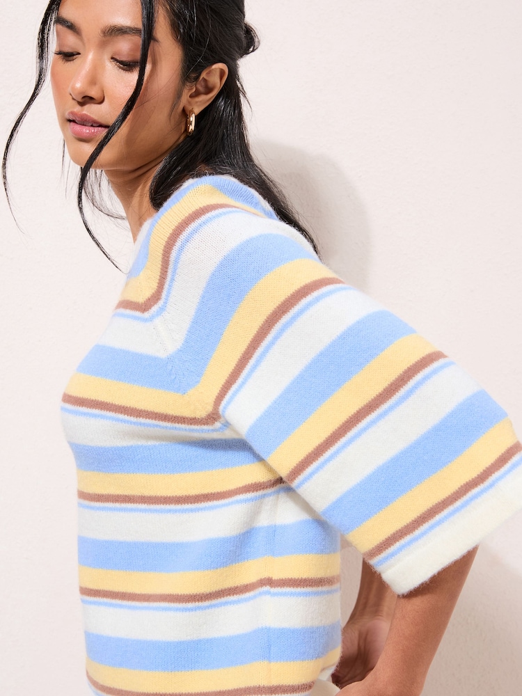 Friends Like These Blue Stripe Knitted Top - Image 4 of 4