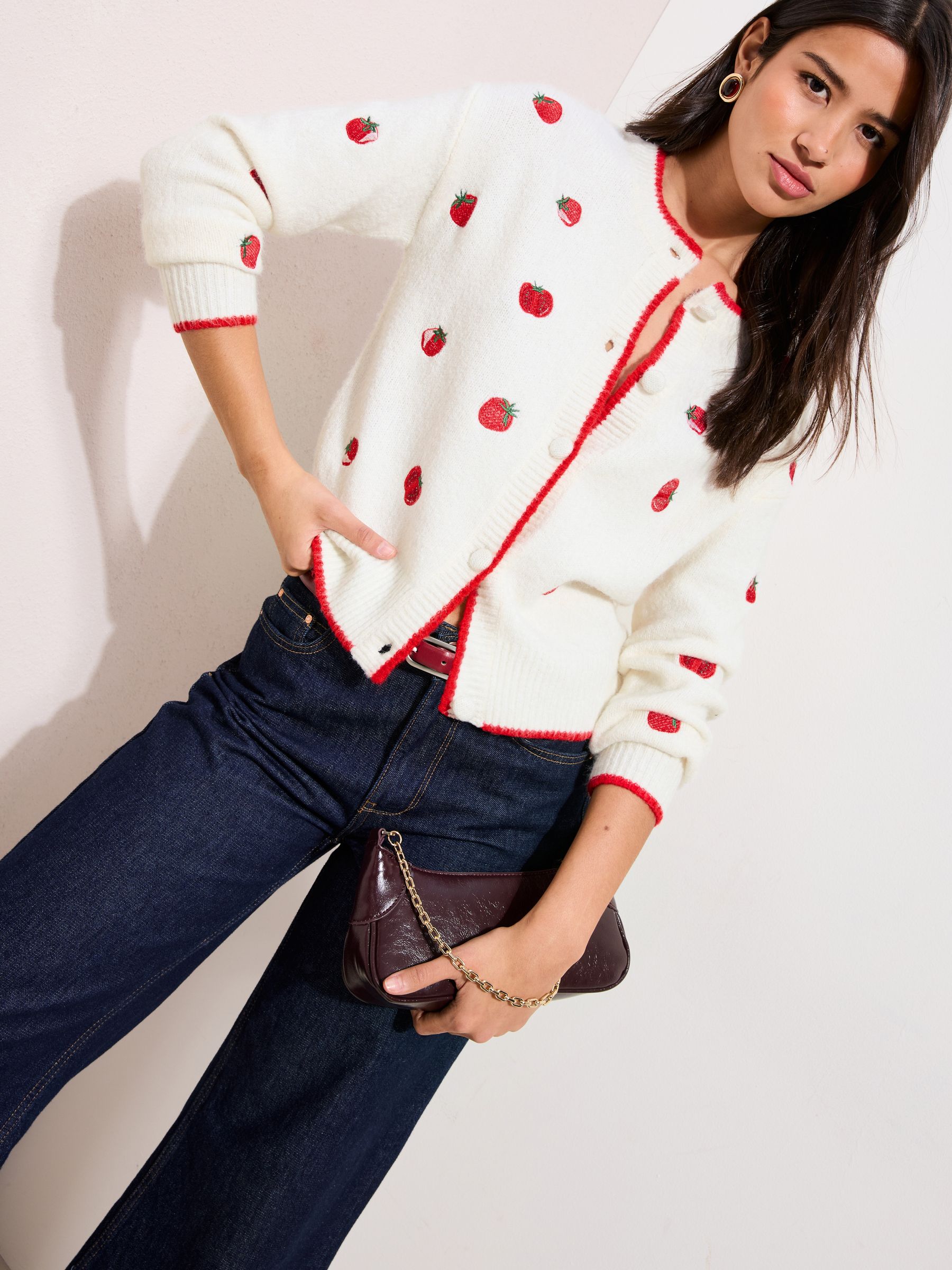 Buy Friends Like These Ivory Tomato Embroidered Cardigan from Next USA