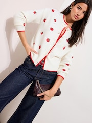 Friends Like These Ivory Tomato Embroidered Cardigan - Image 3 of 4