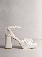 Ivory Forever Comfort® Wedding Bow Platform Heel Bridal Heel Shoes - Image 7 of 11