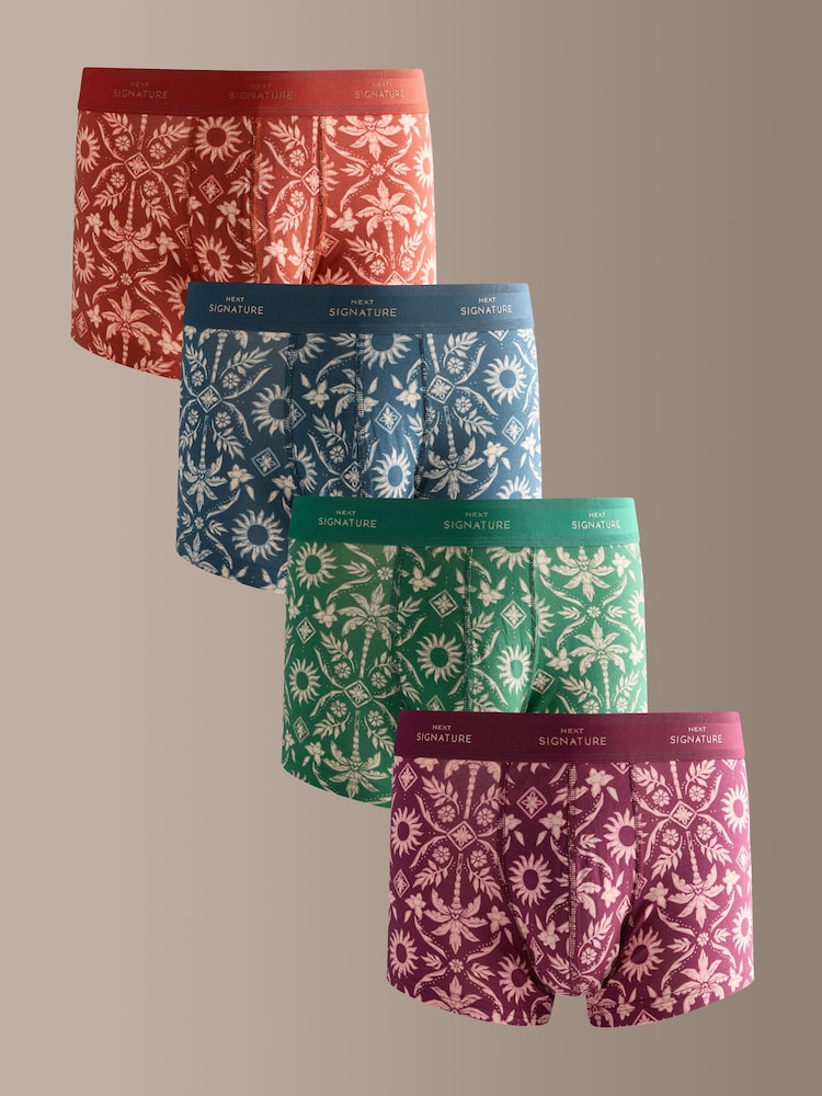 Blue/Green Palm Print Modal - بوكسر قصير Signature من Motionflex - صورة 1 من 8 Blue/Green Palm Print Modal - بوكسر قصير Signature من Motionflex - صورة 1 من 8