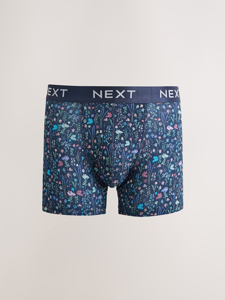 Blue/Green Floral Print 5 Pack Trunk Boxers - Image 2 of 10