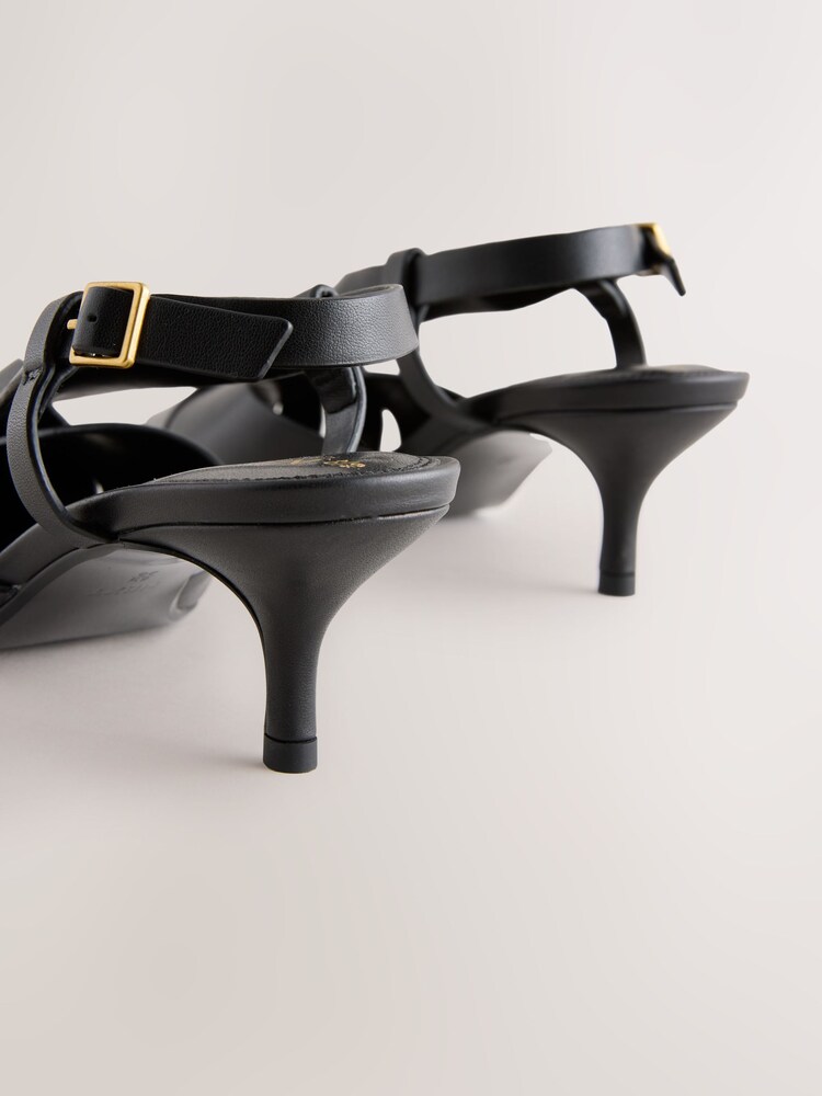 Black Forever Comfort® Leather Weave Point Toe Slingback Heels - Image 5 of 5 Black Forever Comfort® Leather Weave Point Toe Slingback Heels - Image 5 of 5