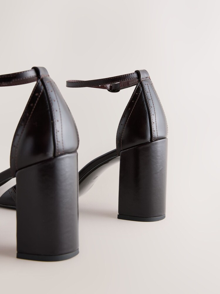 Berry Red Forever Comfort® Leather Block Heels With Ankle Strap - Image 9 of 9