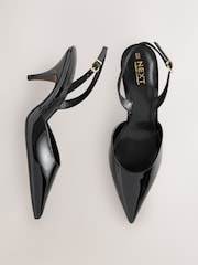 Black Patent Forever Comfort® Pointed Toe Curvy Slingback Heels - Image 6 of 9