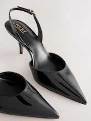 Black Patent Forever Comfort® Pointed Toe Curvy Slingback Heels - Image 7 of 9