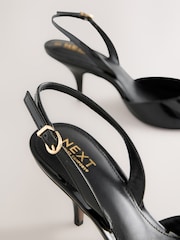 Black Patent Forever Comfort® Pointed Toe Curvy Slingback Heels - Image 8 of 9