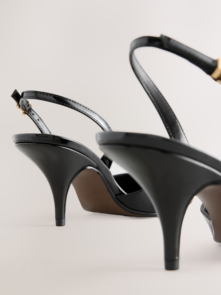 Black Patent Forever Comfort® Pointed Toe Curvy Slingback Heels - Image 9 of 9
