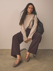 Brown Forever Comfort® Leather Slingback Block Heels - Image 1 of 9