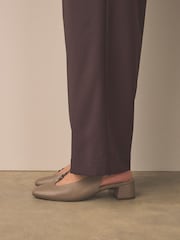 Brown Forever Comfort® Leather Slingback Block Heels - Image 3 of 9