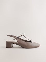 Brown Forever Comfort® Leather Slingback Block Heels - Image 8 of 9