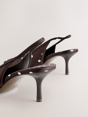 Chocolate Brown Forever Comfort® Polka Dot Point Slingback Heels - Image 10 of 10