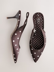 Chocolate Brown Forever Comfort® Polka Dot Point Slingback Heels - Image 7 of 10