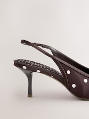Chocolate Brown Forever Comfort® Polka Dot Point Slingback Heels - Image 8 of 10