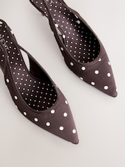 Chocolate Brown Forever Comfort® Polka Dot Point Slingback Heels - Image 9 of 10