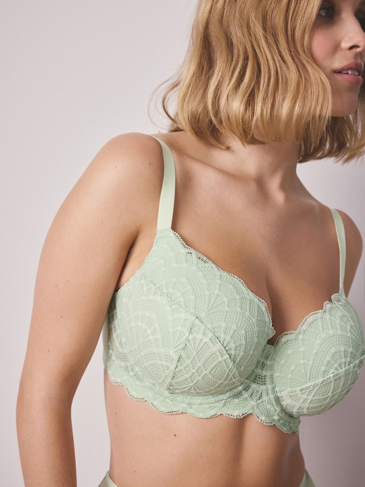 Green DD+ Pad Balcony Lace Bra - Image 5 of 5