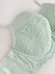 Green DD+ Pad Balcony Lace Bra - Image 7 of 9