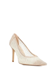 Dune London Gold Brightest Embellished Hotfix Court Heels - Image 3 of 6