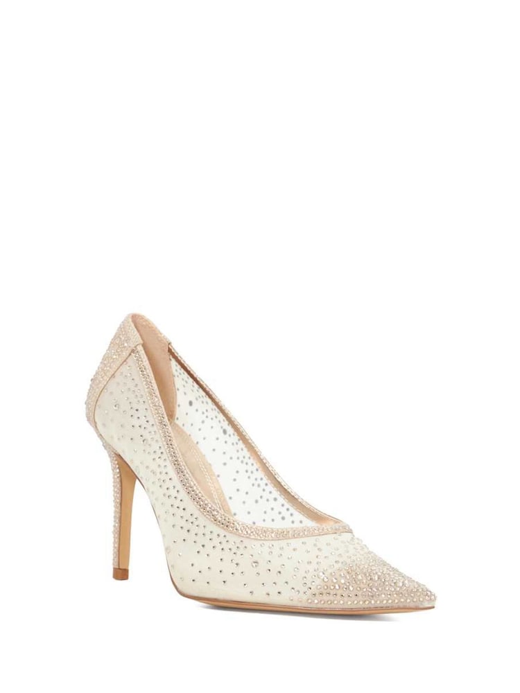 Buy Dune London Gold Brightest Embellished Hotfix Court Heels from