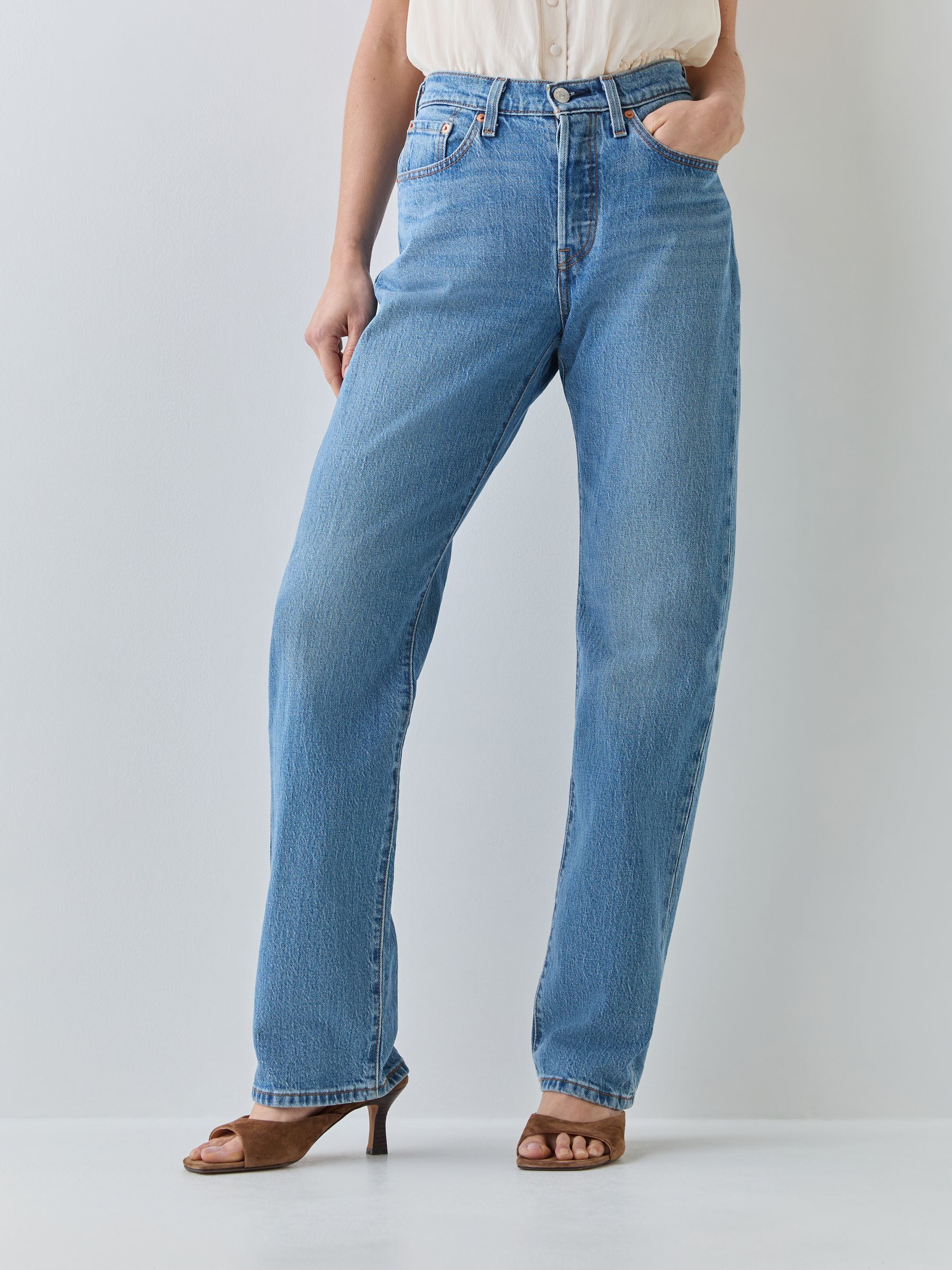 Levi's Women's Lucid Dream Blue Levi's 501 Hourglass Straight Fit Jeans - Image 1