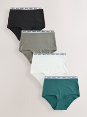 Khaki Green Full Brief Cotton Modal Logo Knickers 4 Pack - Image 1 of 7