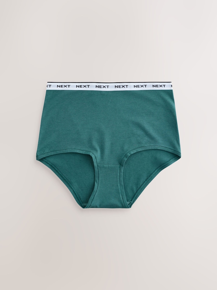 Khaki Green Full Brief Cotton Modal Logo Knickers 4 Pack - Image 2 of 7