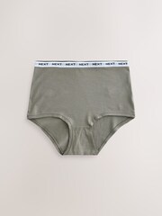 Khaki Green Full Brief Cotton Modal Logo Knickers 4 Pack - Image 4 of 7