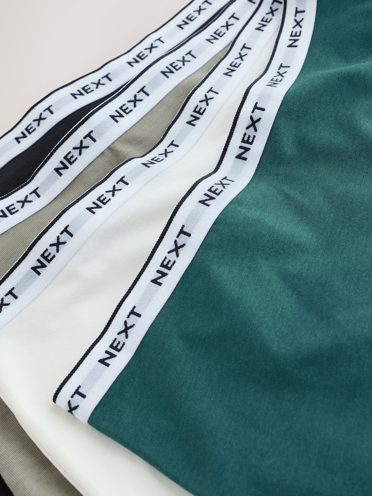 Khaki Green Full Brief Cotton Modal Logo Knickers 4 Pack - Image 7 of 7