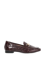 Dune London Red Grained Branded Snaffle Trim Loafers - Image 1 of 5