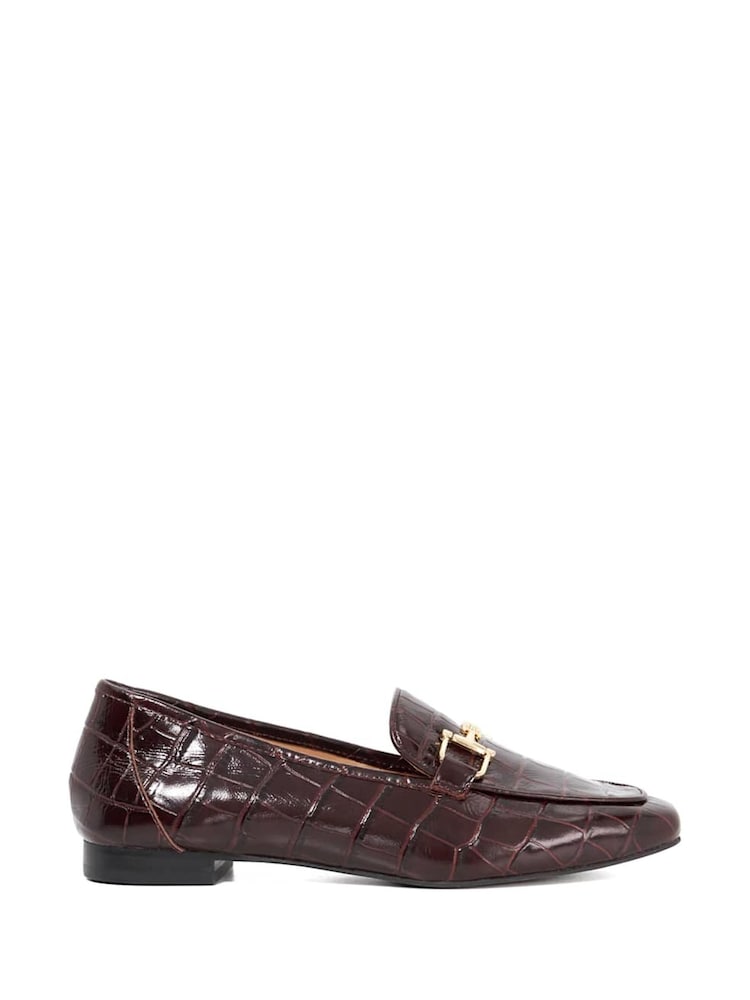 Dune London Red Grained Branded Snaffle Trim Loafers - Image 1 of 5