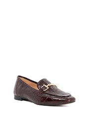 Dune London Red Grained Branded Snaffle Trim Loafers - Image 2 of 5