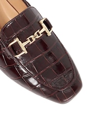 Dune London Red Grained Branded Snaffle Trim Loafers - Image 5 of 5