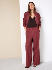 Rust Brown Linen Rich Wide Leg Trousers - Image 1 of 8