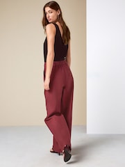 Rust Brown Linen Rich Wide Leg Trousers - Image 4 of 8