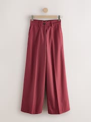 Rust Brown Linen Rich Wide Leg Trousers - Image 6 of 8