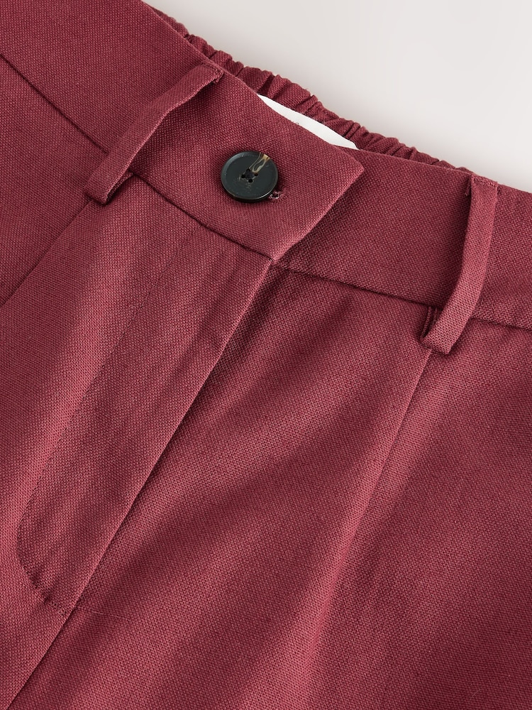 Rust Brown Linen Rich Wide Leg Trousers - Image 8 of 8