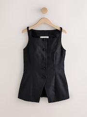 Black Linen Rich High Neck Waistcoat - Image 5 of 7