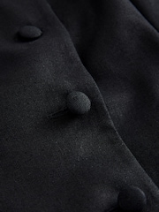 Black Linen Rich High Neck Waistcoat - Image 6 of 7