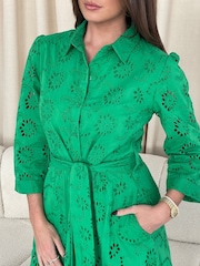 Girl In Mind Green Michelle Broidery Shirt Maxi Dress - Image 5 of 6